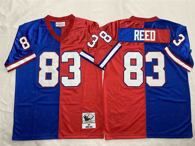 Men's Buffalo Bills #83 Andre Reed Blue/Red Splite Throwback Stitched Jersey